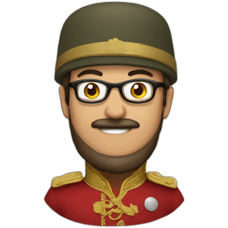 ottoman soldier wearing glasses and red fez emoji