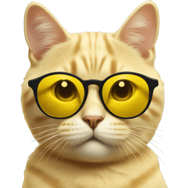 face Cat yellow with sunglases emoji