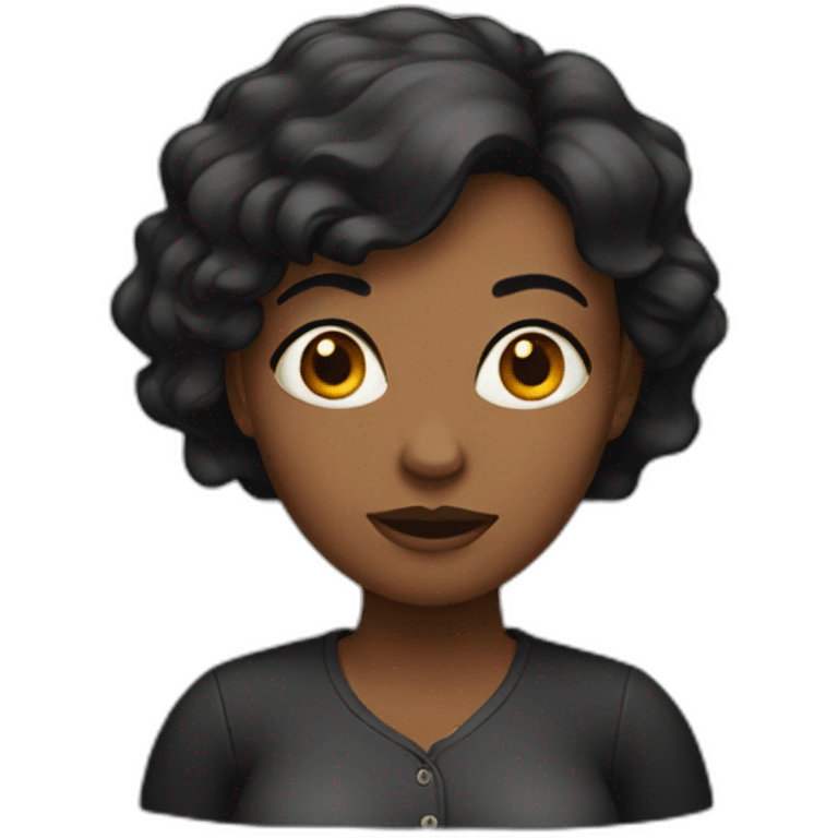 black Woman Shrugging with black hair emoji