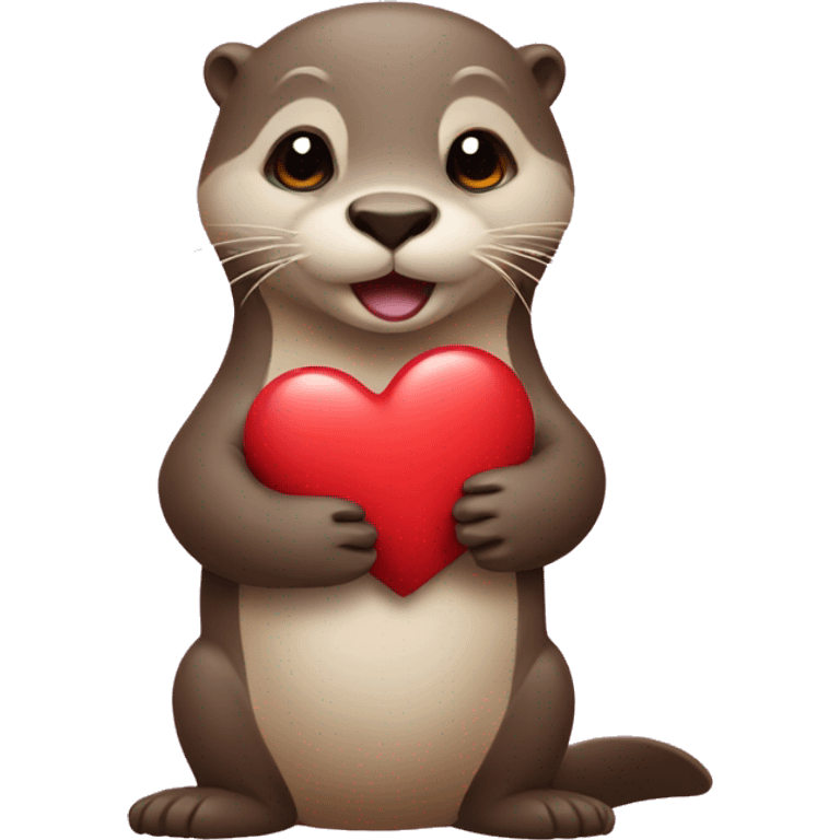 Otter holding a heart emoji