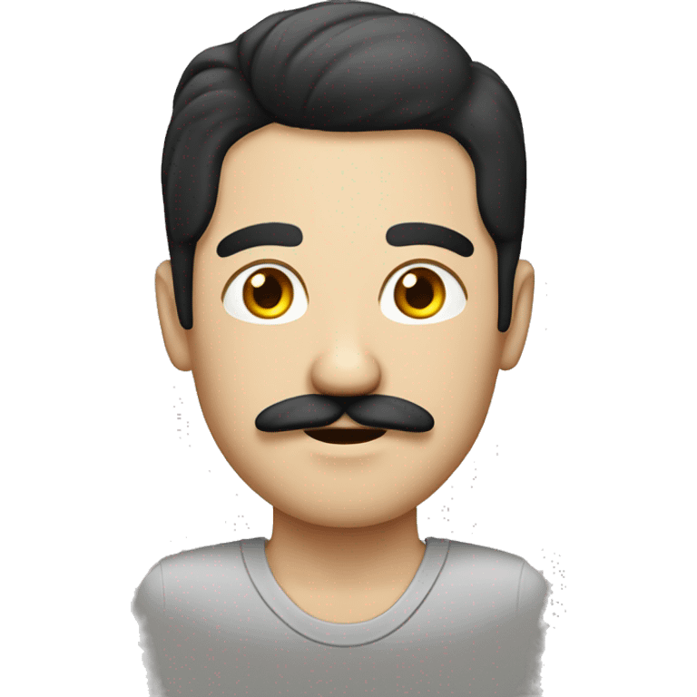 German guy with black middle parted hair and a moustache emoji