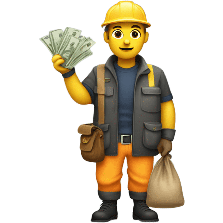 Robber with a moneybag on shoulder that looks like 👷‍♂️ emoji