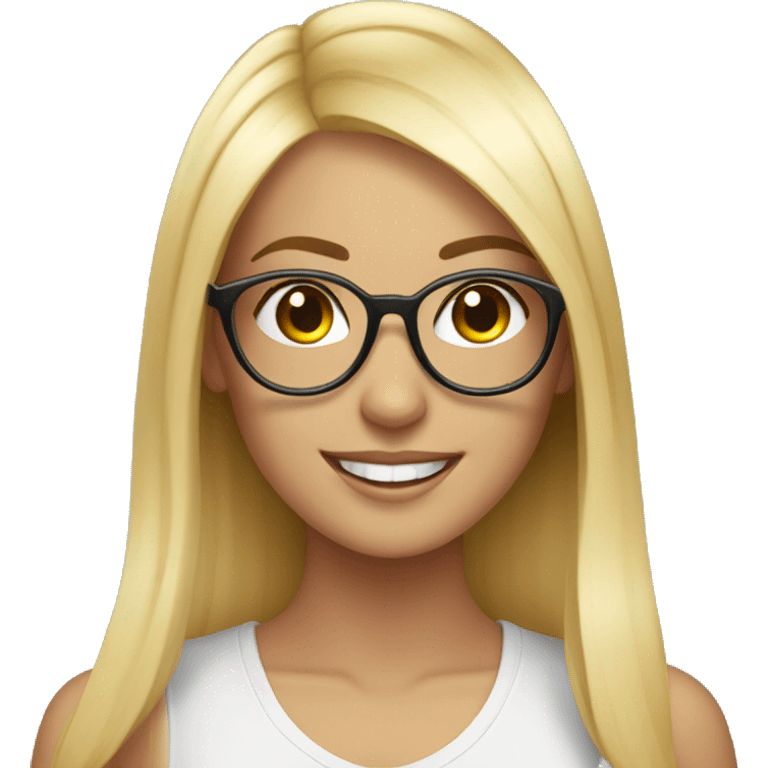 blonde smiling girl with eyelash extensions and  glasses indoors emoji