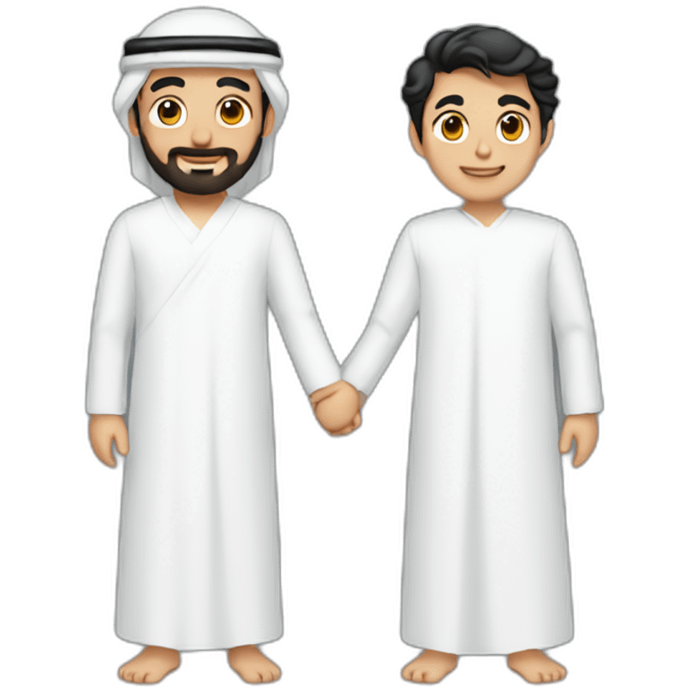 Middle eastern Daniel with korean Daniel holding hands emoji