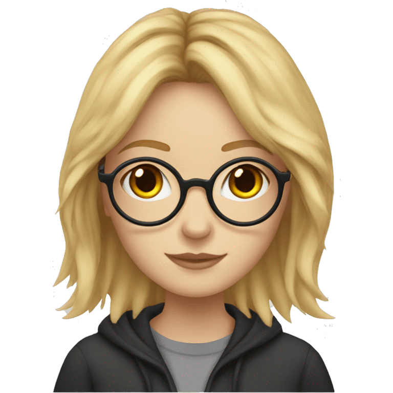 teenage girl with blond hair and glasses harry potter emoji