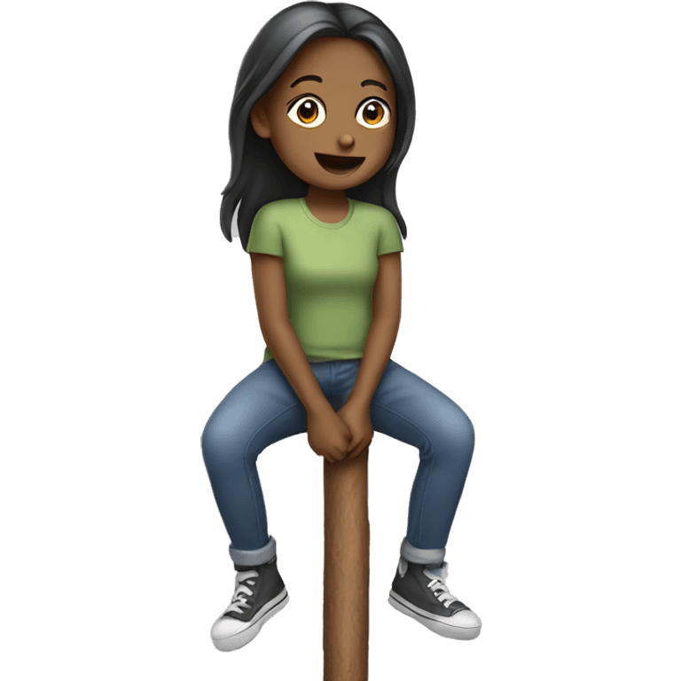 Girl sitting on stick emoji