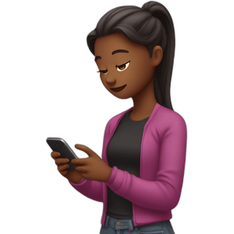 Girl writes in bold on smartphone emoji