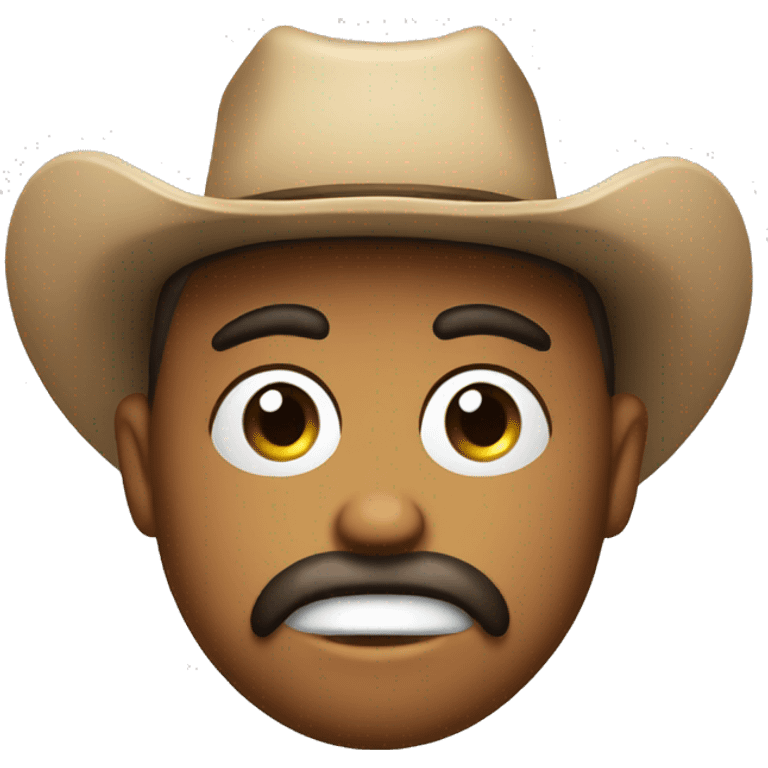 Sultry cowboy emoji circle face with squiggly mouth emoji