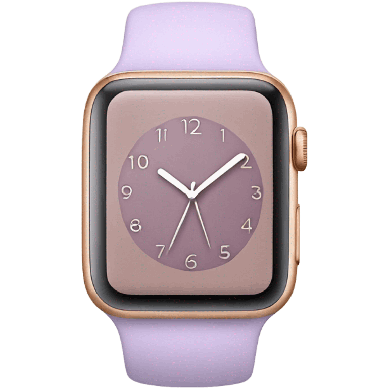 light purple apple watch with beige clock face emoji