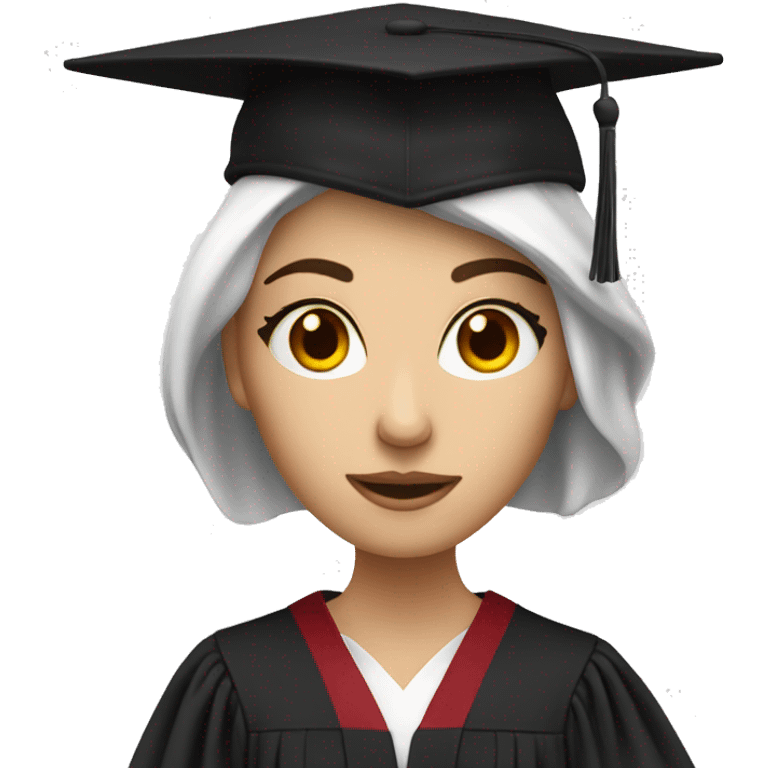 White skin female student with phd graduation hat emoji