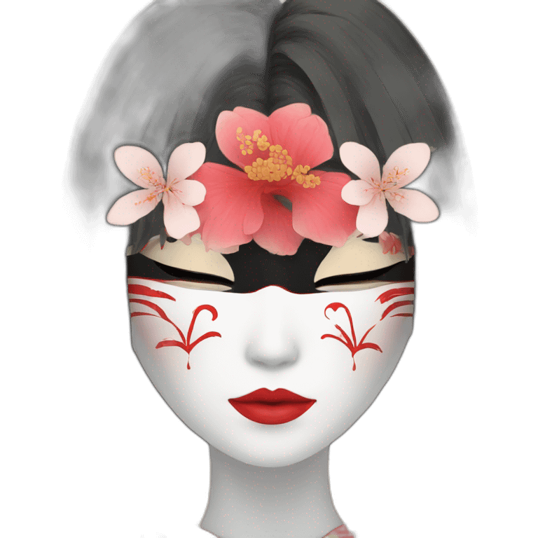 hot-gir-noh-mask-longhair-japanese-kimono emoji