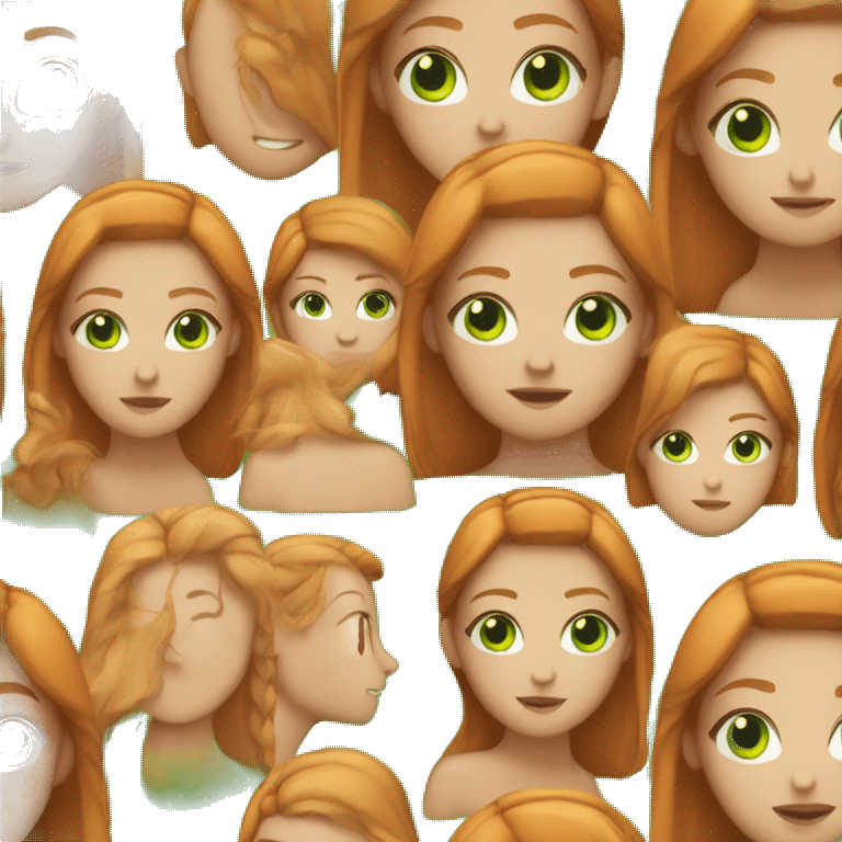 Girl with straight ginger hair and green eyes emoji