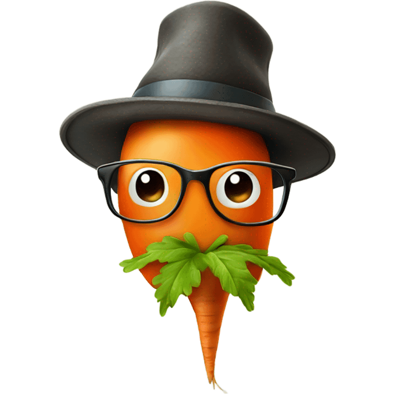 Carrot with glasses and a hat and a pipe emoji