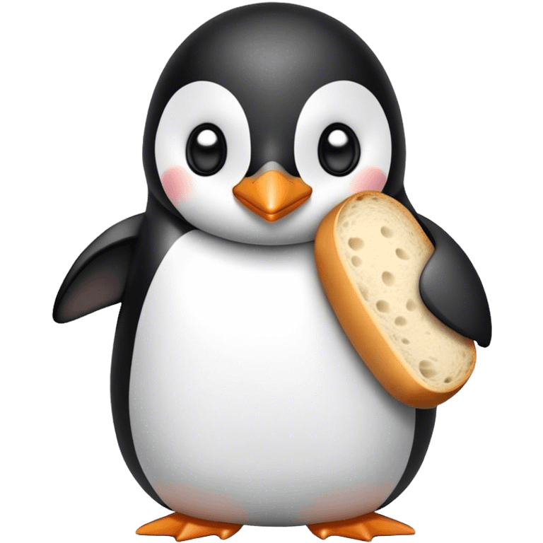  a penguin holding a loaf emoji