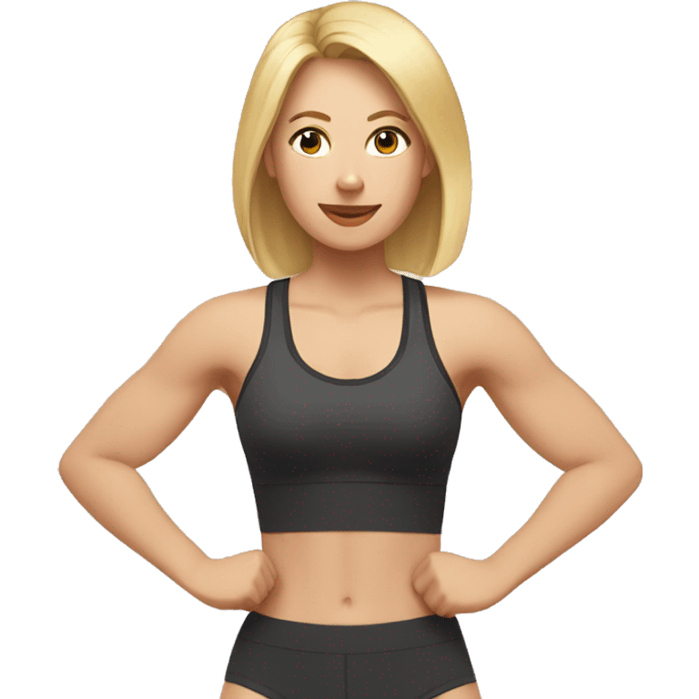 a blonde woman with black eyes doing physical exercises emoji