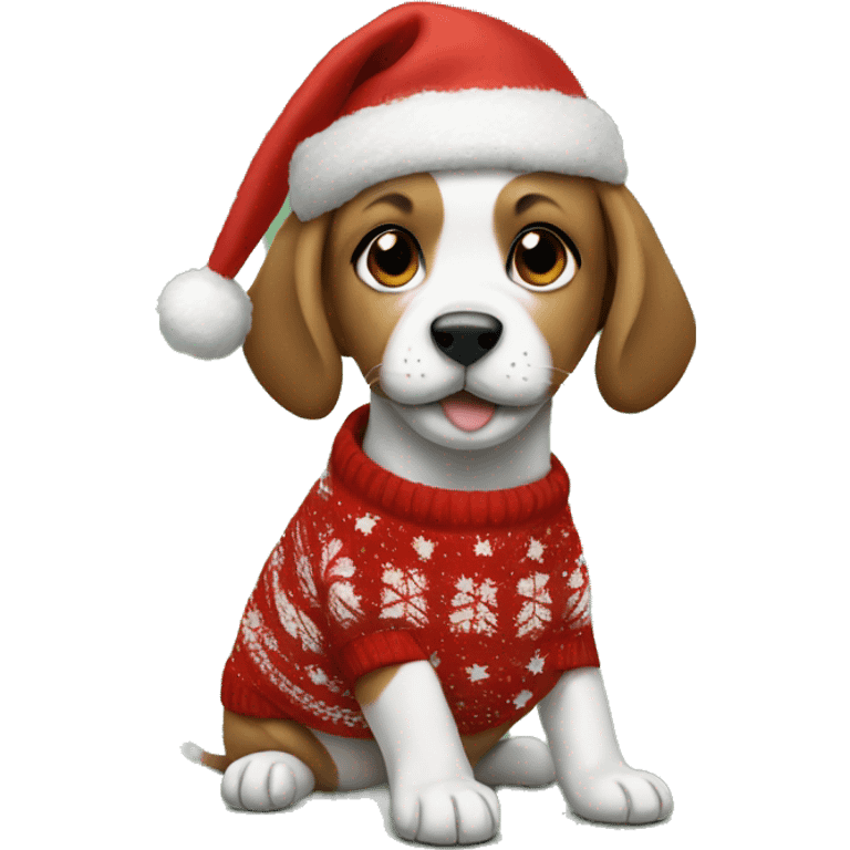 puppy wearing christmas sweater  emoji