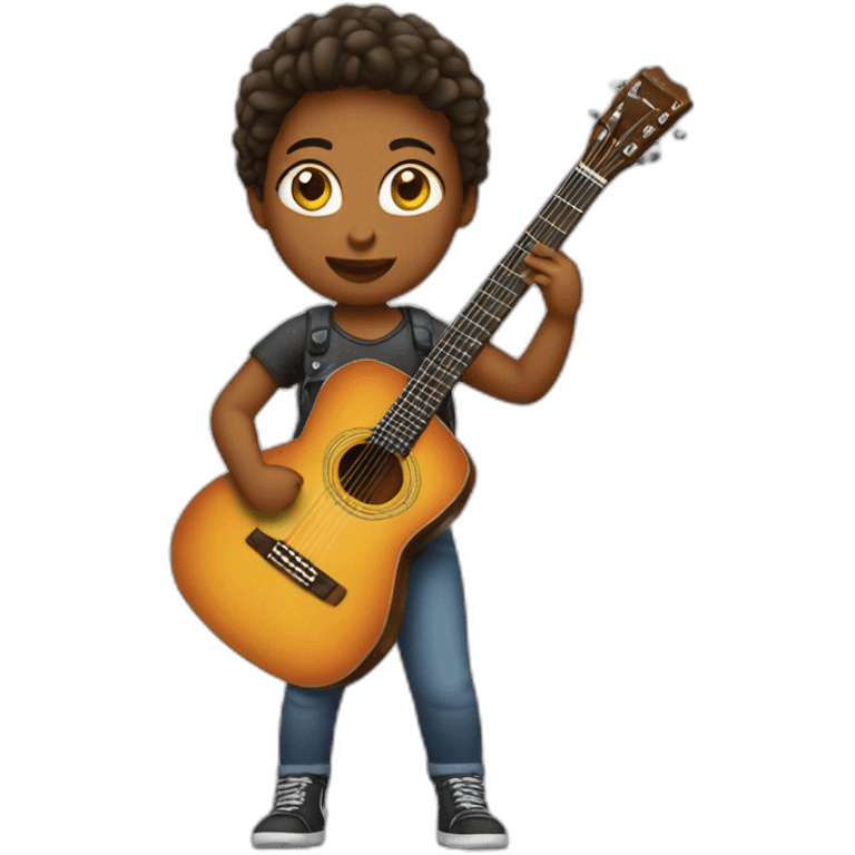 Une fille un peu grosse avec une guitare emoji