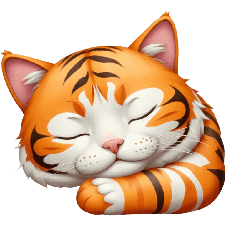 Tiger cat white and orange sleep emoji