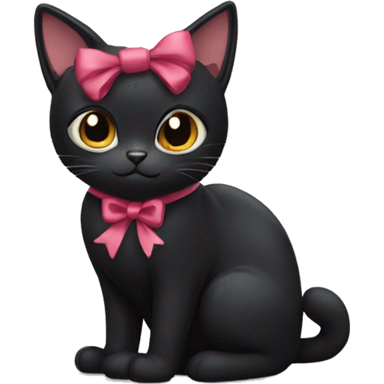 black cat with a bow emoji