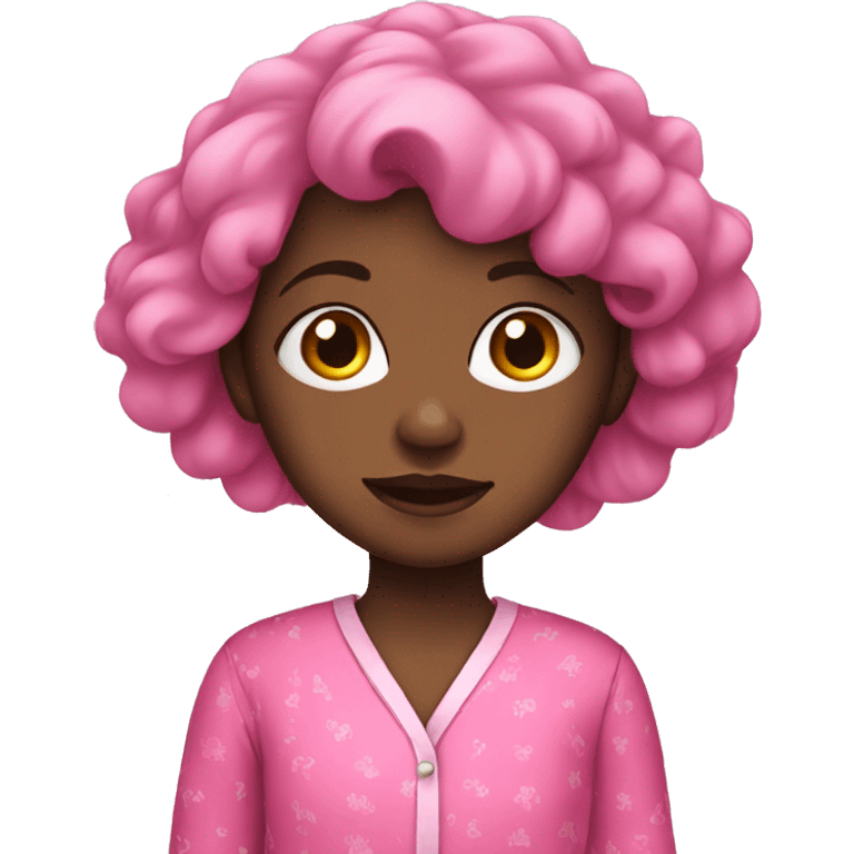 Black girl in pink pajamas emoji