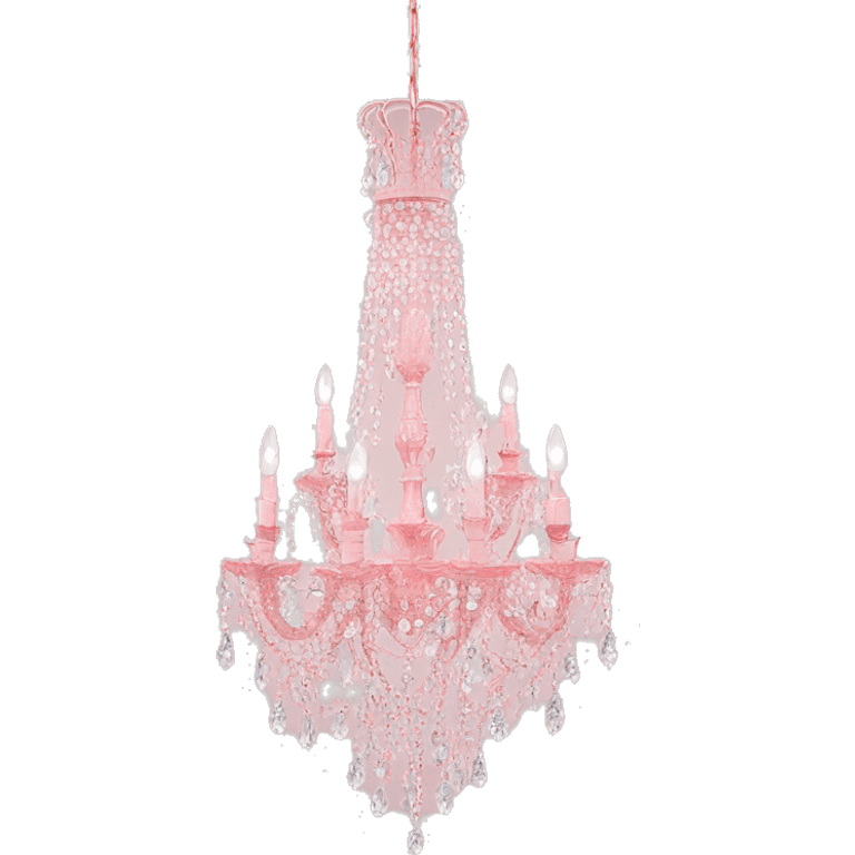 Light pink chandelier with clear crystals hanging  emoji