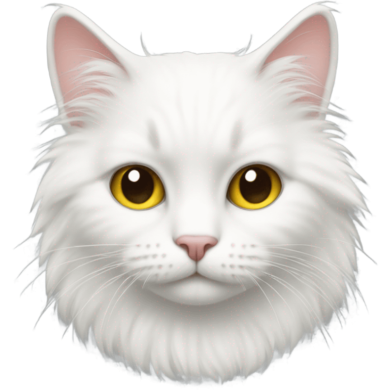 white cat with lots of fur and   emoji