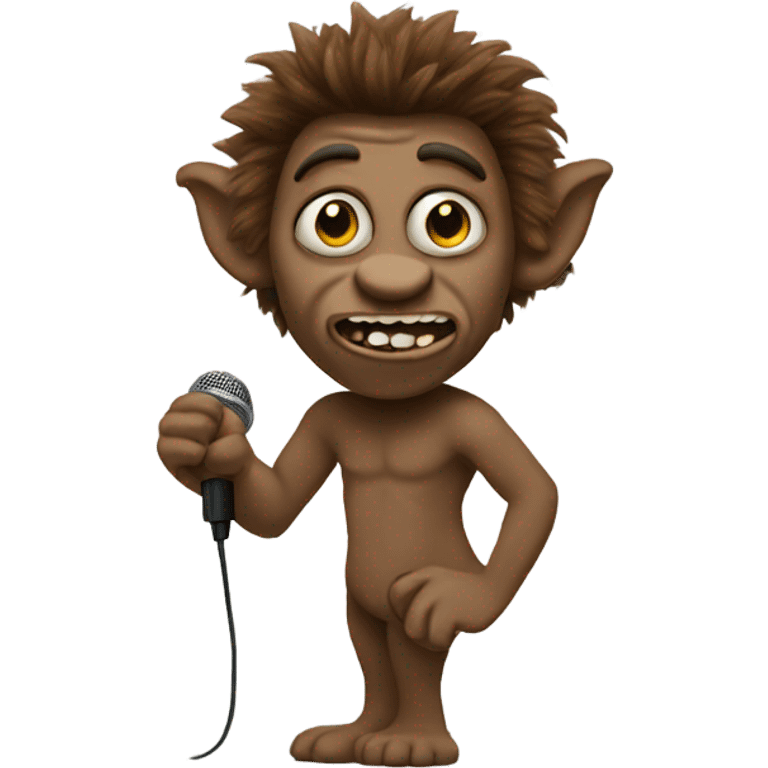 Brown troll with a microphone  emoji