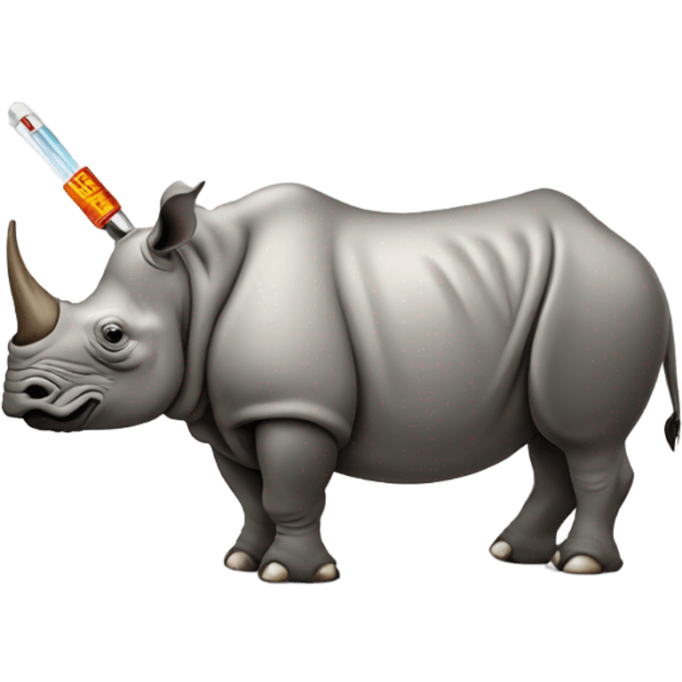 Rhino with thermometer in mouth emoji