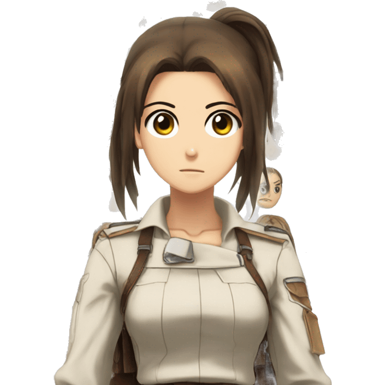 Sasha Braus brown hair in a ponytail brown eyes anime attack on titan emoji