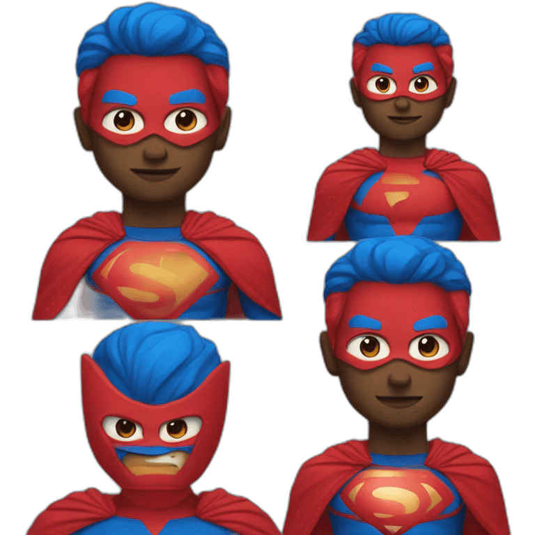 powerful blue en red superhero emoji