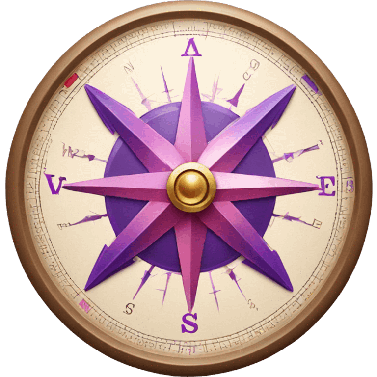 Beautiful classic compass with purple and pink grading emoji