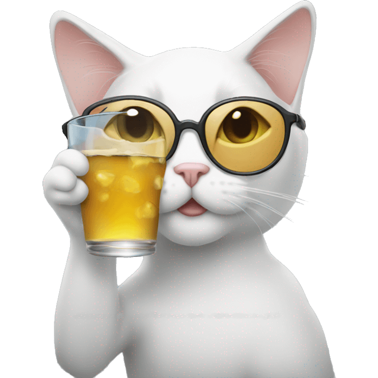 Cat drinking with glases emoji