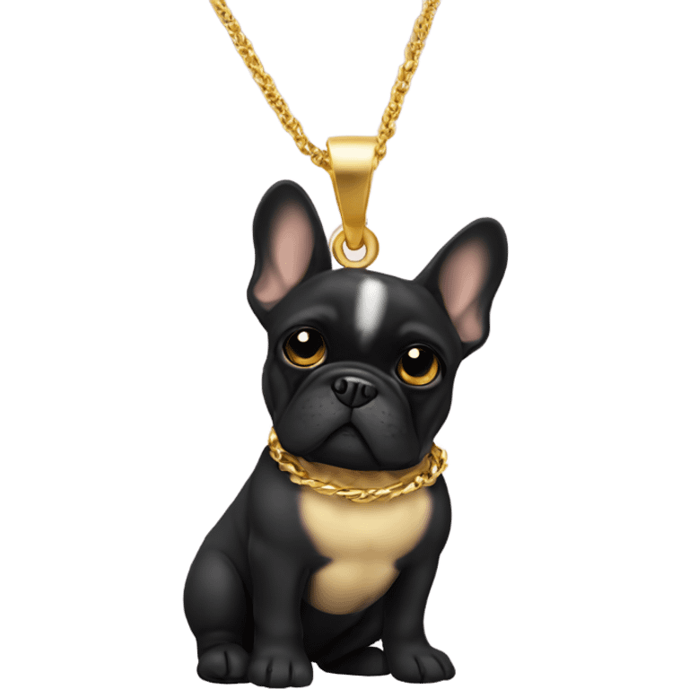 Black French bulldog gold chain emoji