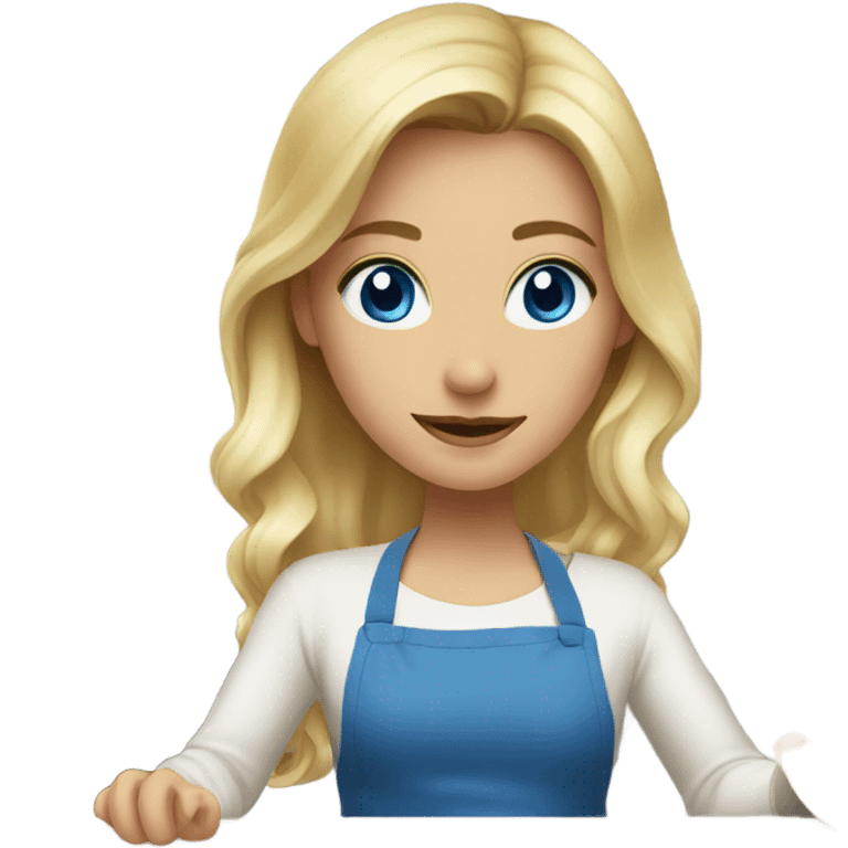 blonde girl with blue eyes cooking dinner emoji