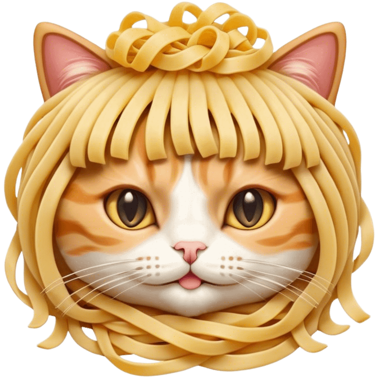 cat with pasta wig emoji