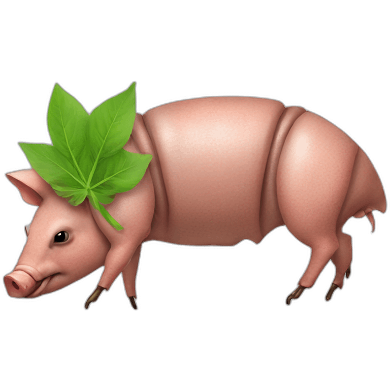 pig armadillo cow centipede insect smoking, with 420 leaves. on its back emoji