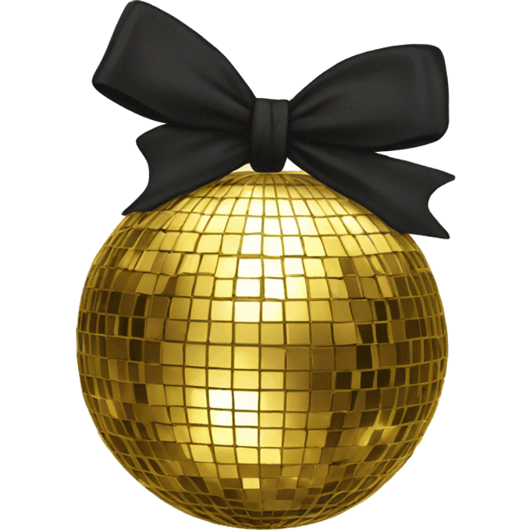 gold disco ball wearing a black bow emoji