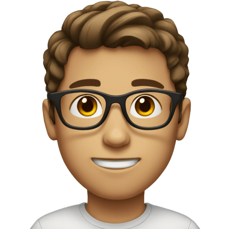 Boy with brown hair wearing round glasses emoji