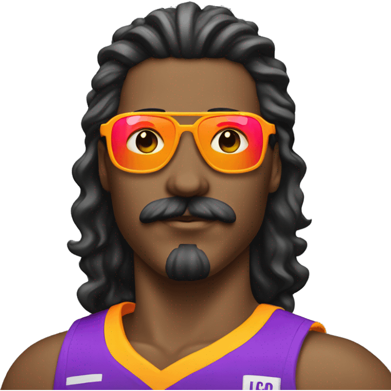 athlete with a mustache, a mullet hairstyle and wearing neon sunglasses emoji