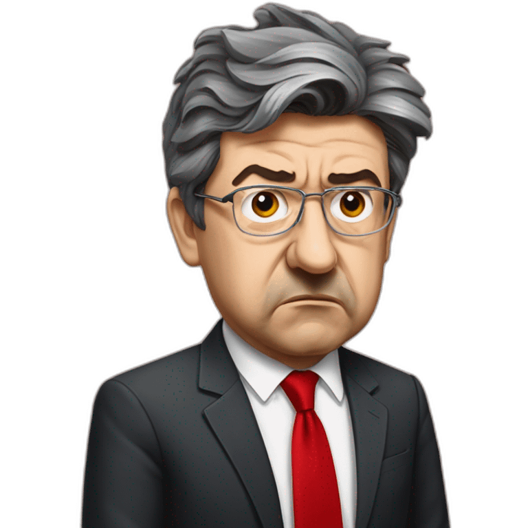 Angry Jean-Luc Mélenchon with red tie emoji