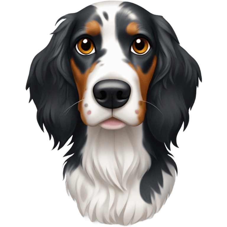 Tri color English setter with a black body emoji