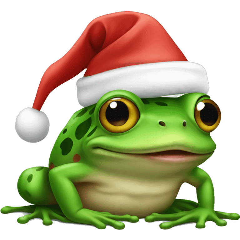 Frog wearing Santa hat emoji