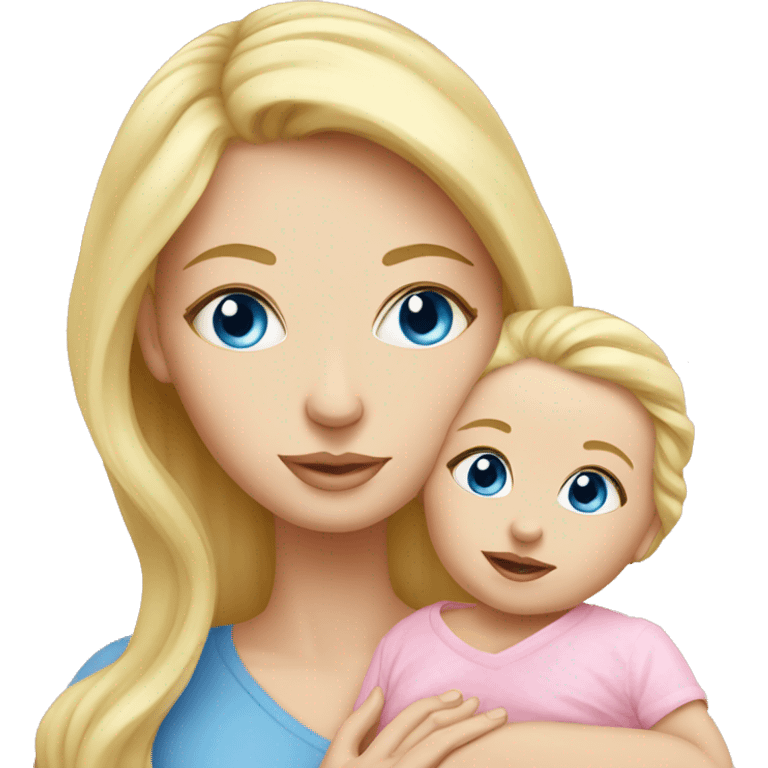 blue eyed blonde mom and newborn girl realistic pink emoji