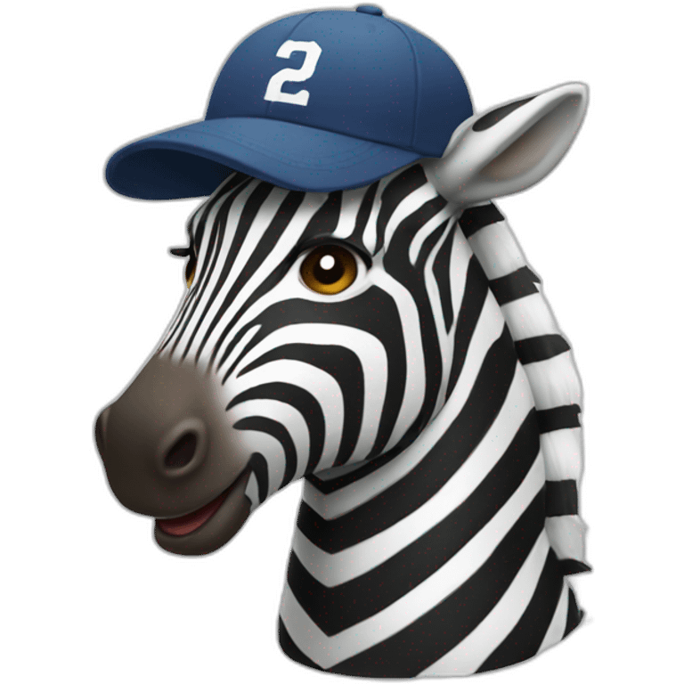 A zebra with a baseball hat emoji