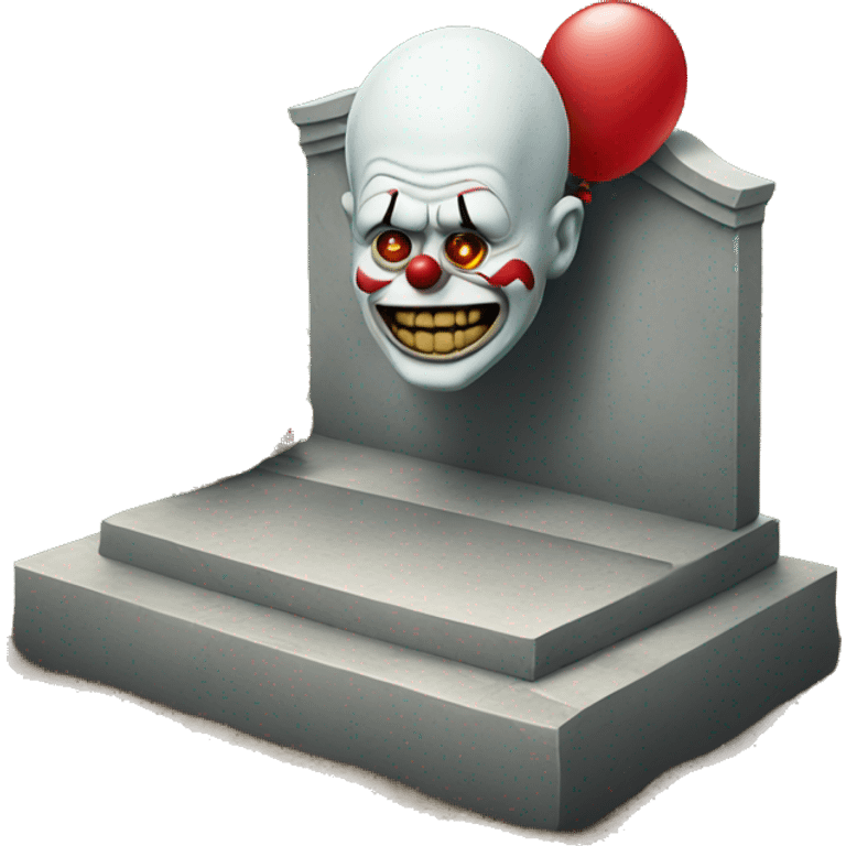 Grave with clown emoji