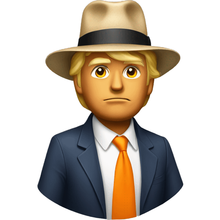 Donald Trump with a fedora and a orange suit emoji