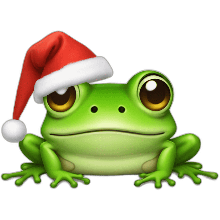 Frog with Christmas hat emoji