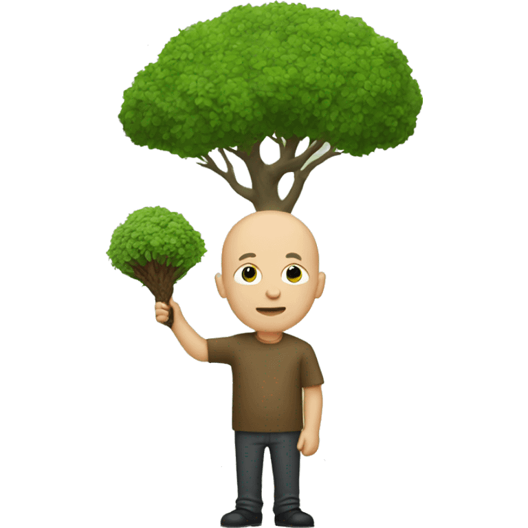 Bald man eating a tree emoji