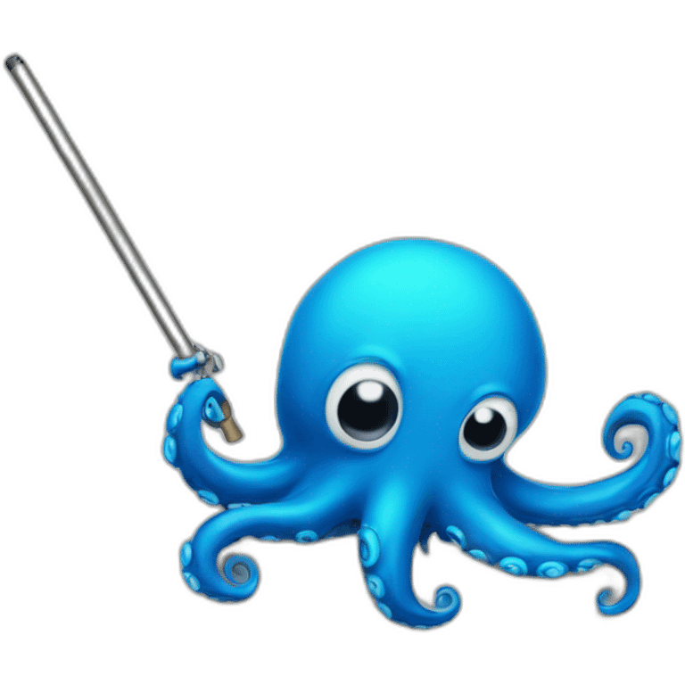 blue octopus, hold the police baton. emoji