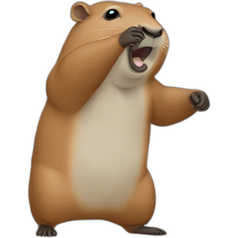 Capybara doing a dab emoji